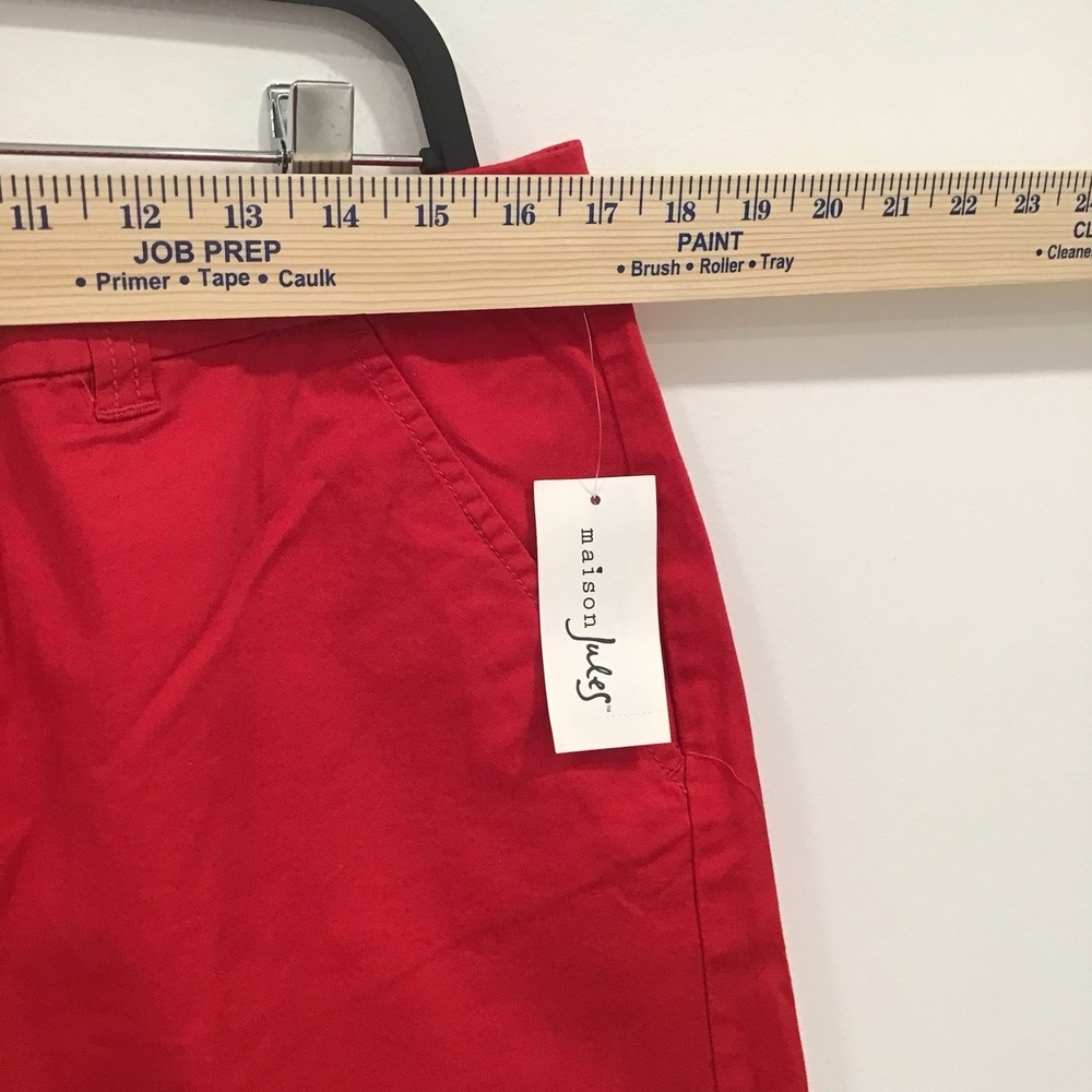 Maison Jules Women's Essential Chino Shorts SZ 12 Red Classic Casual Summer - Picture 6 of 12